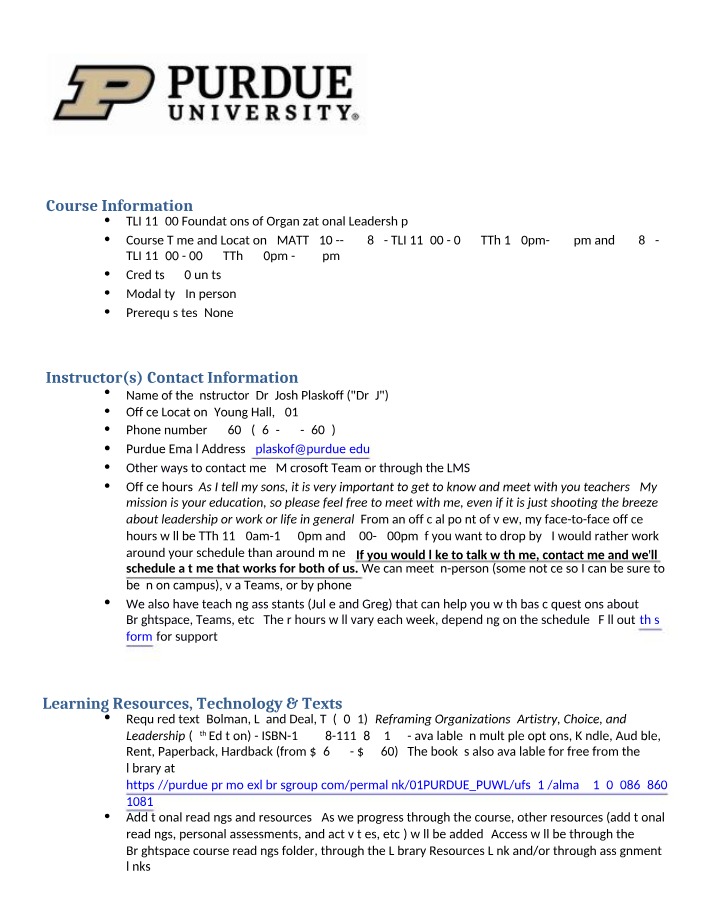 TL11200 Fall 2023 Syllabus - Plaskoff