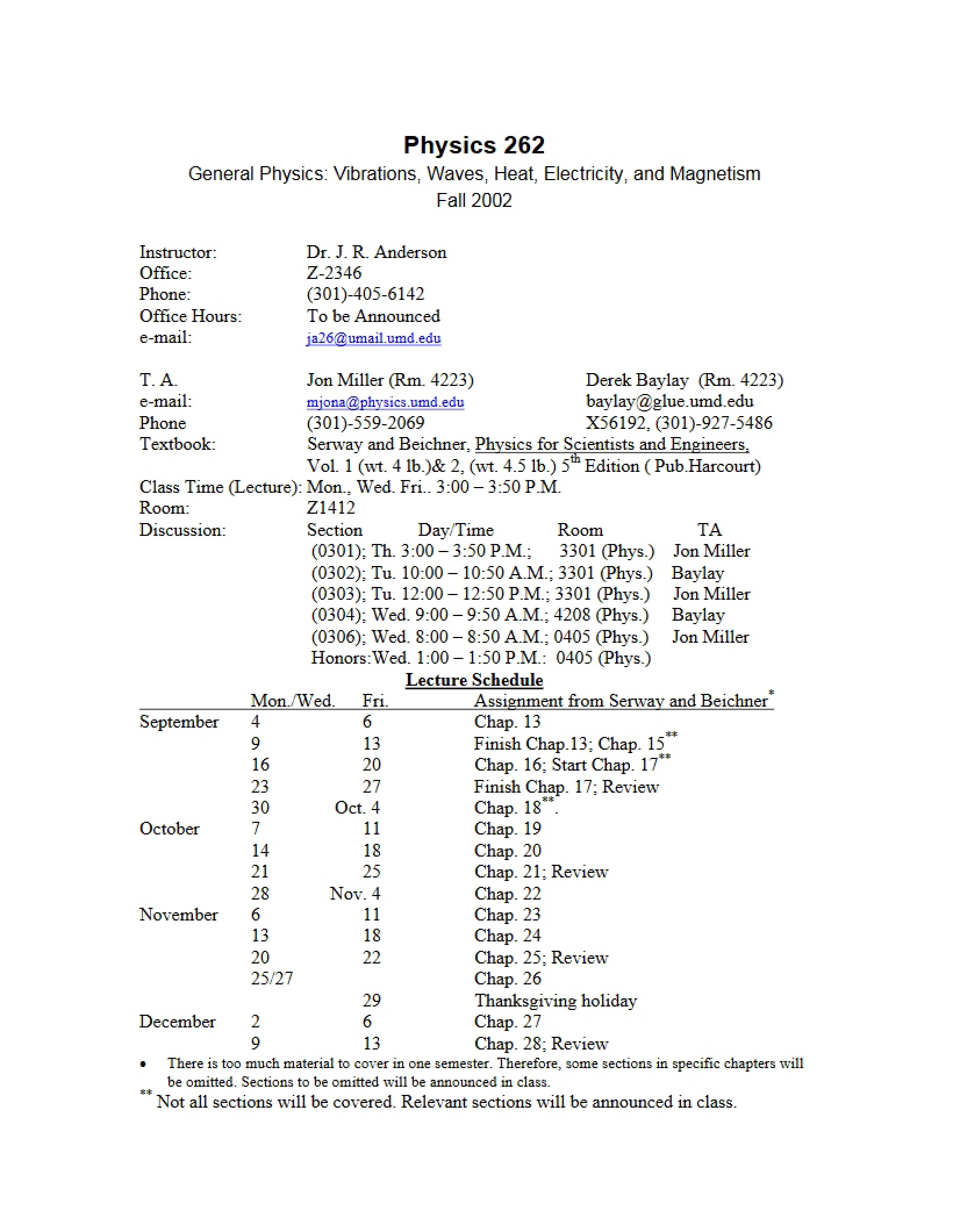 General Physics Lab Syllabus