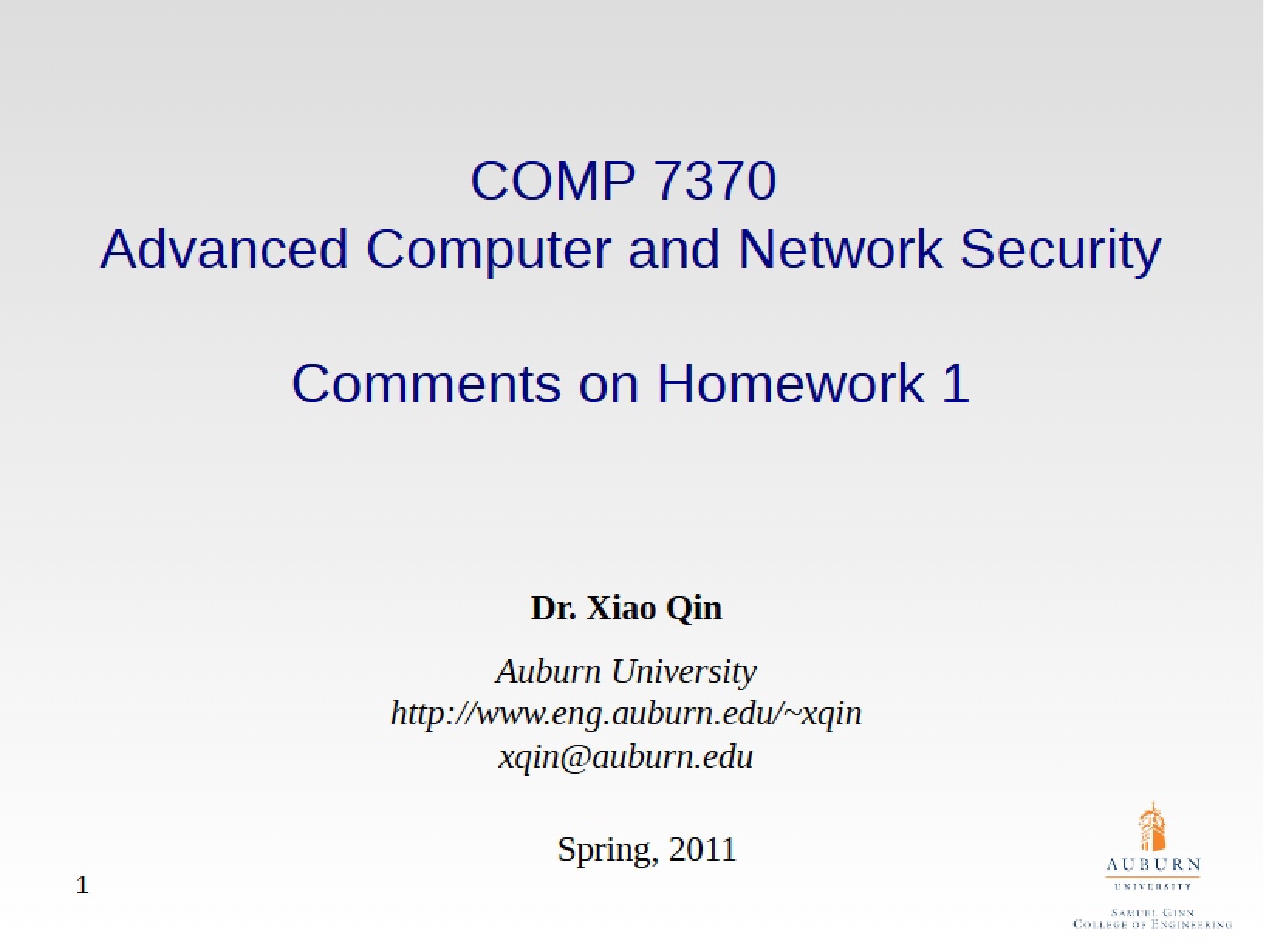 Homework One Feedback