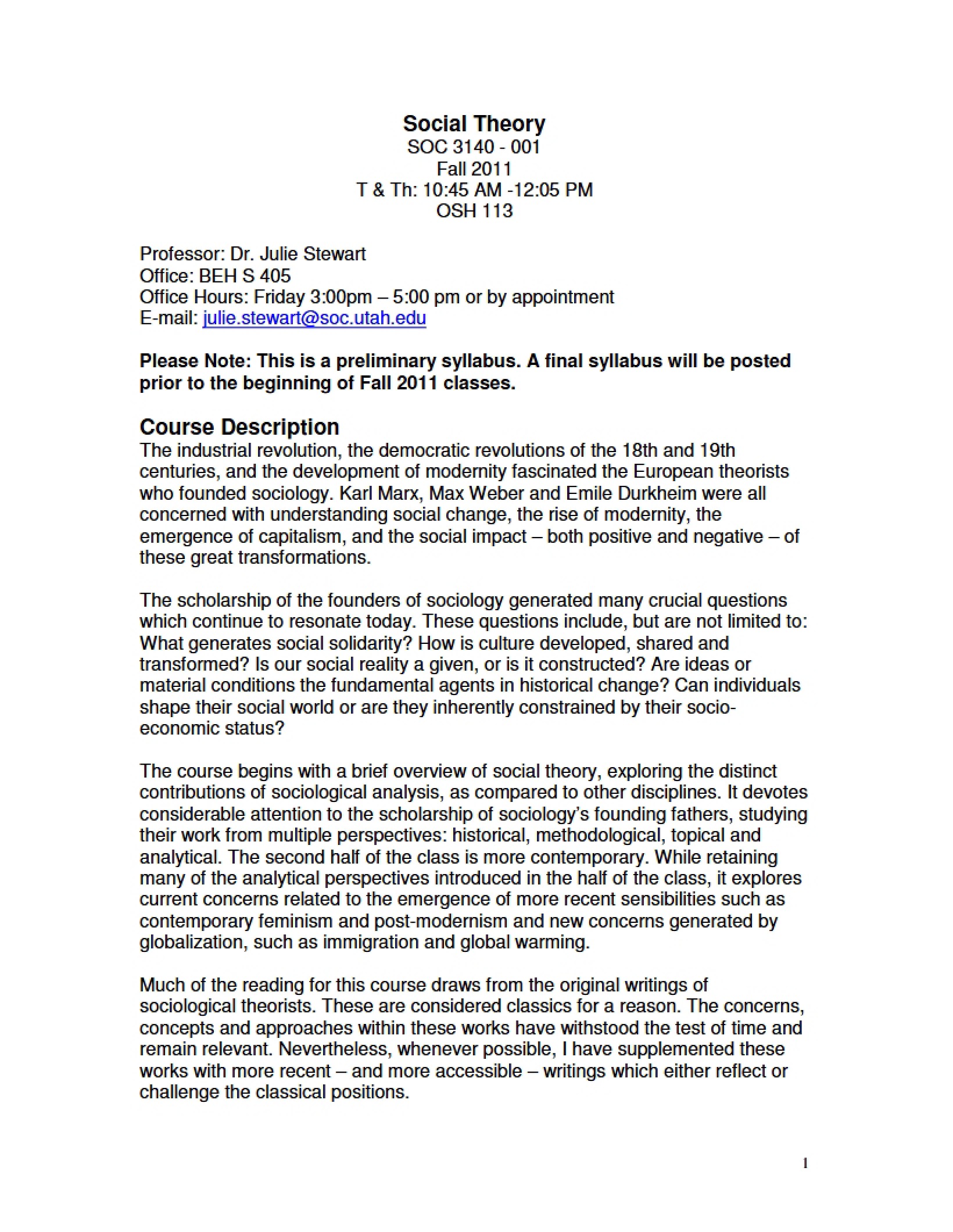Syllabus for Theory of Society
