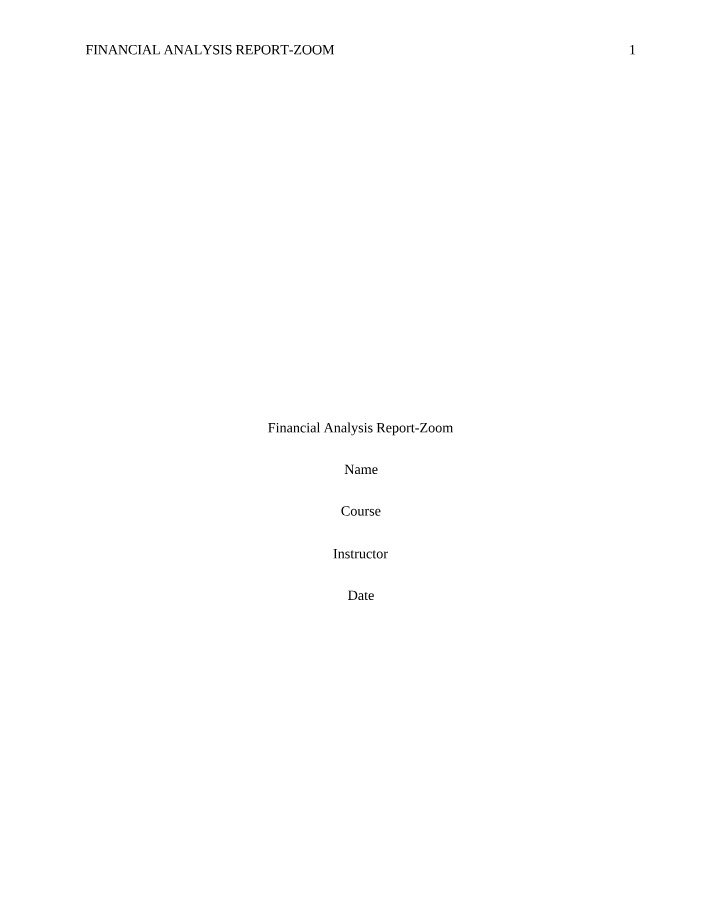 Zoom Technologies - A Financial Analysis Report