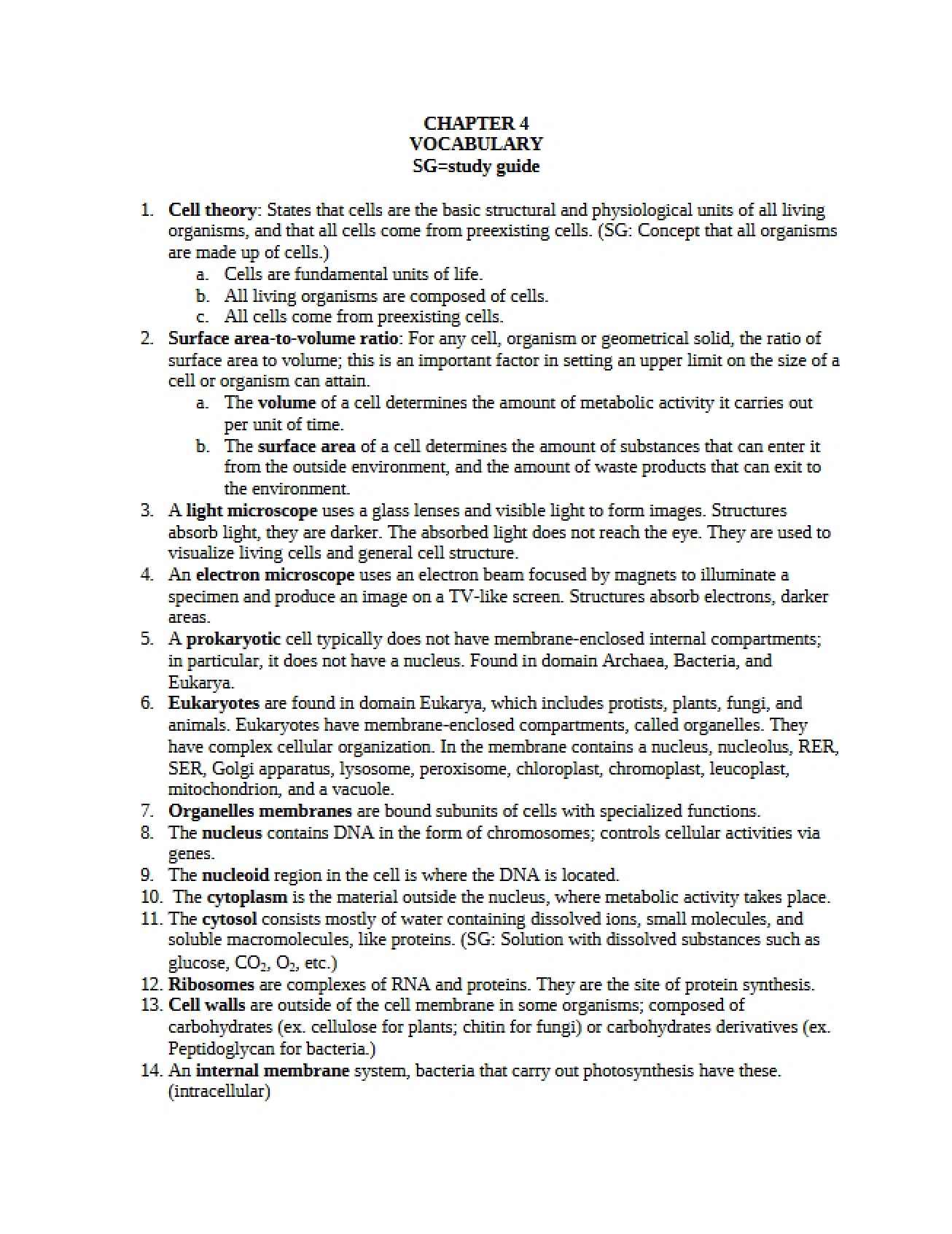 Theory of Cells Chapter 4