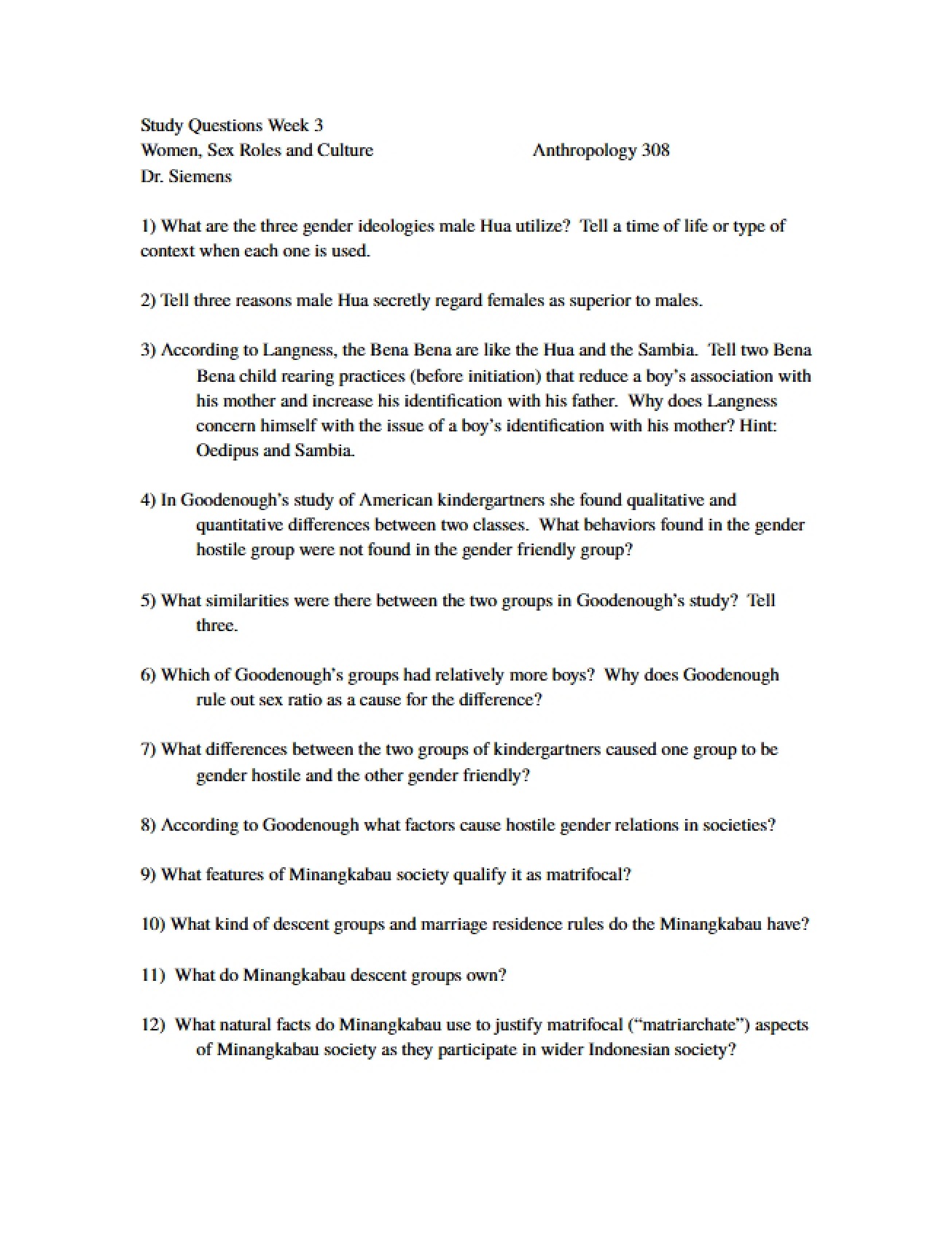 Week Three Study Questions