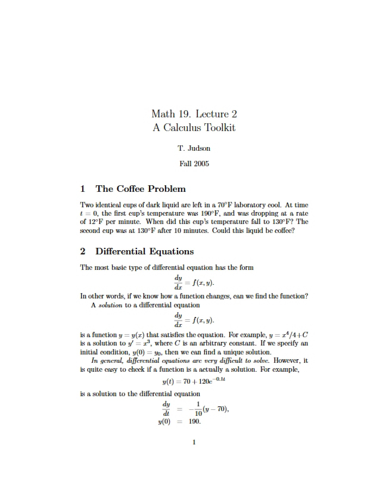 Life Science Modeling Lecture 2