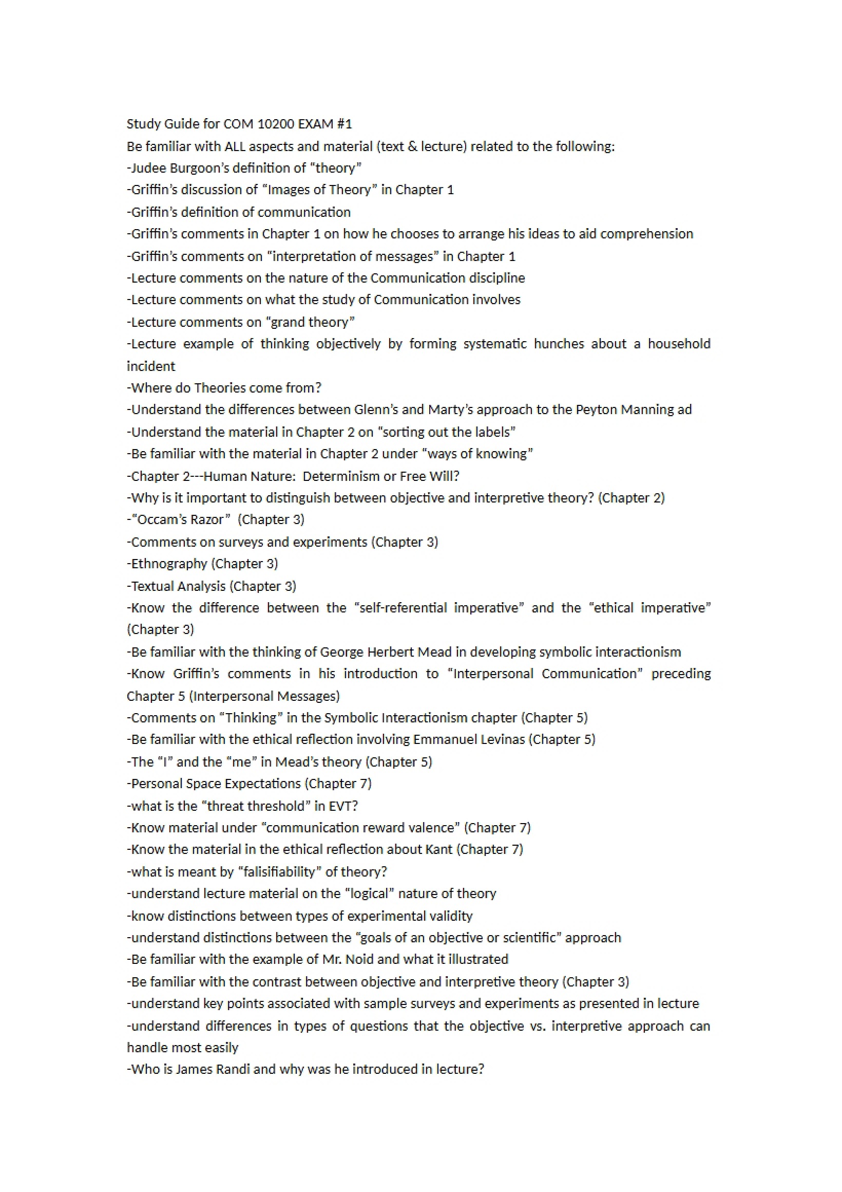 COM 10200 Exam Study Guide