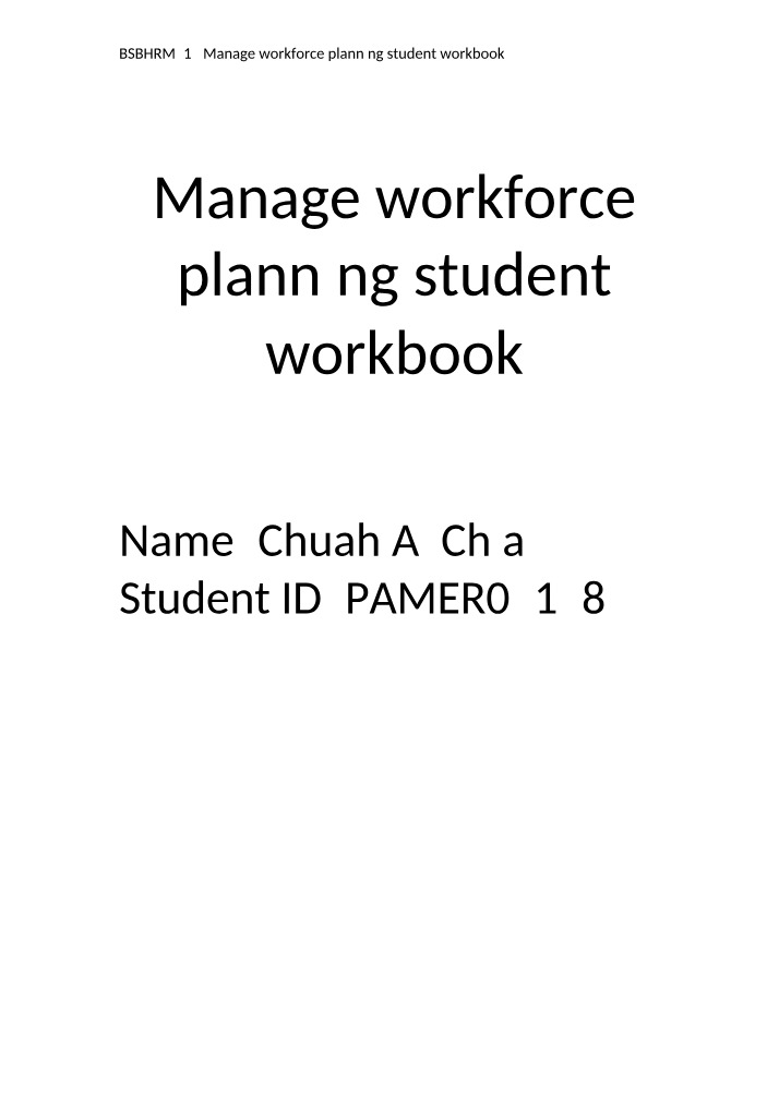 Workforce Planning Student Workbook
