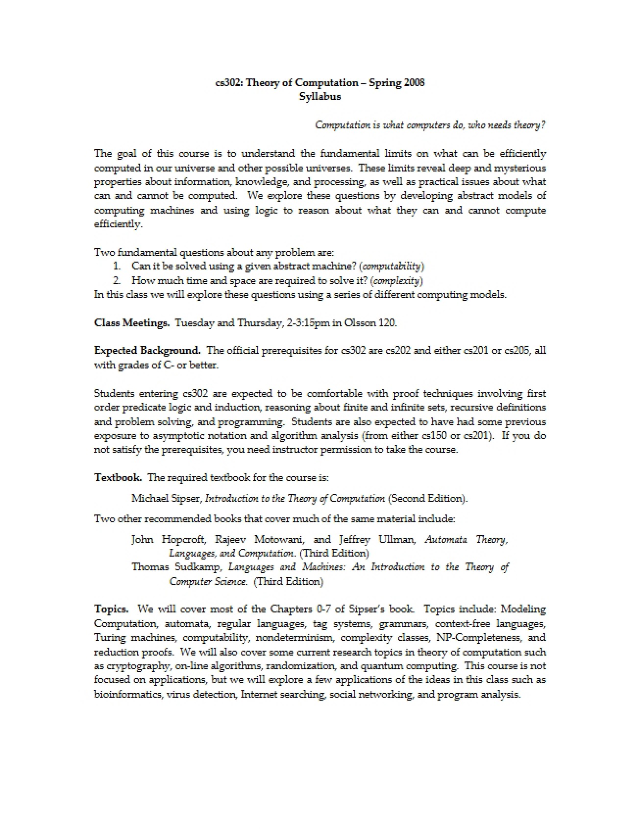Course Syllabus