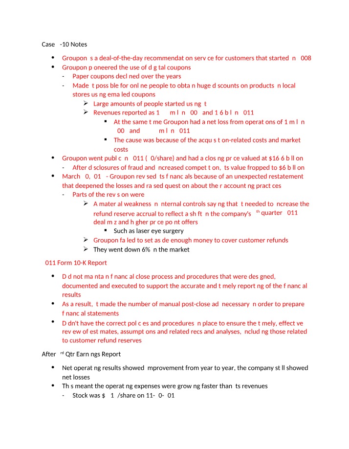 Notes on Case 5-10