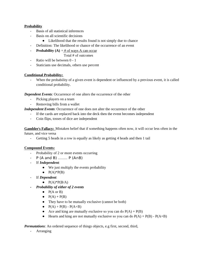 Notes on Probability and Statistics