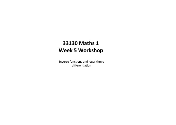 Workshop Slides for Week 5