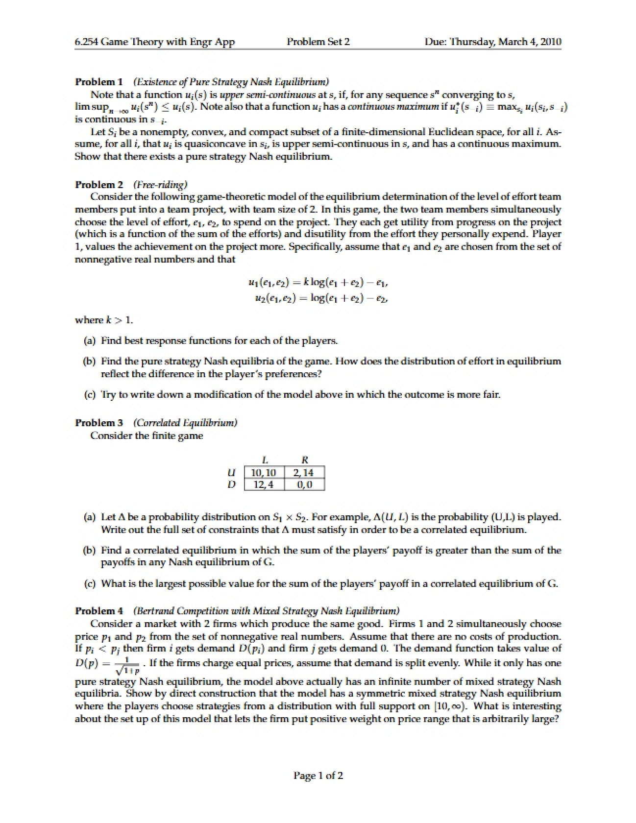 Second Problem Set