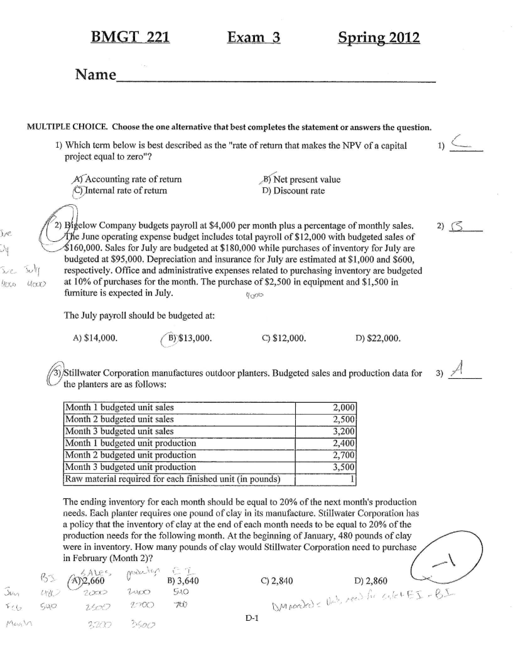 Third Exam - Accounting II
