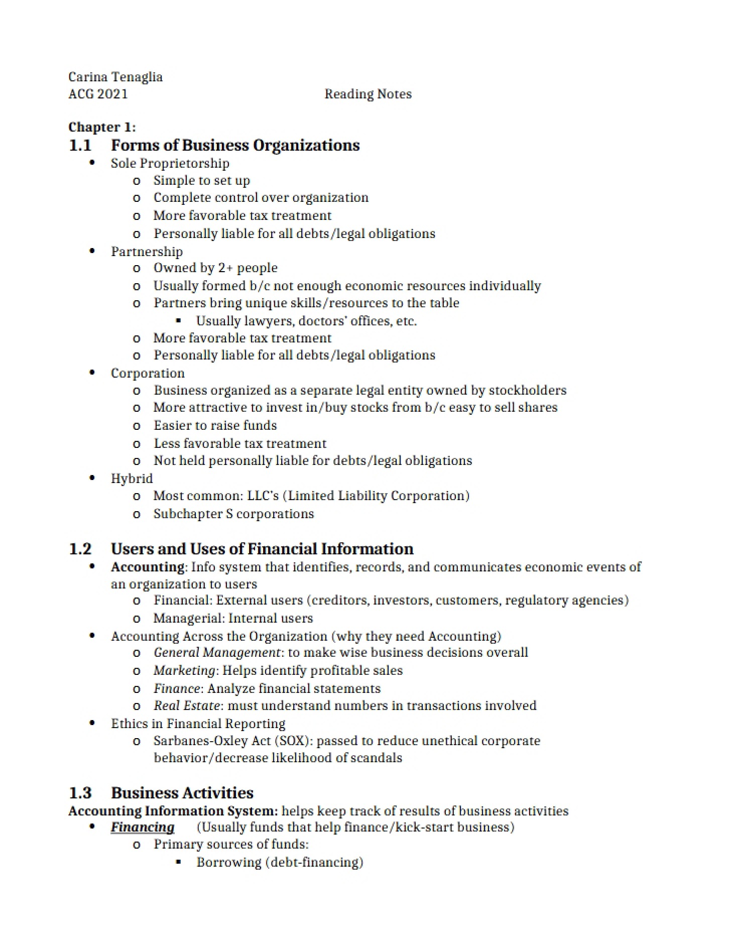 Organizational Business Forms