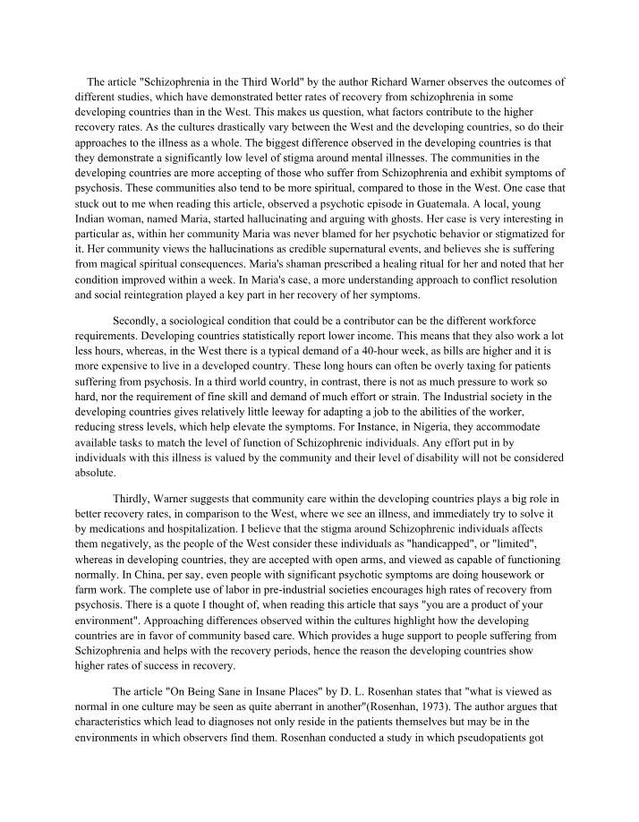 Schizophrenia Recovery Insights