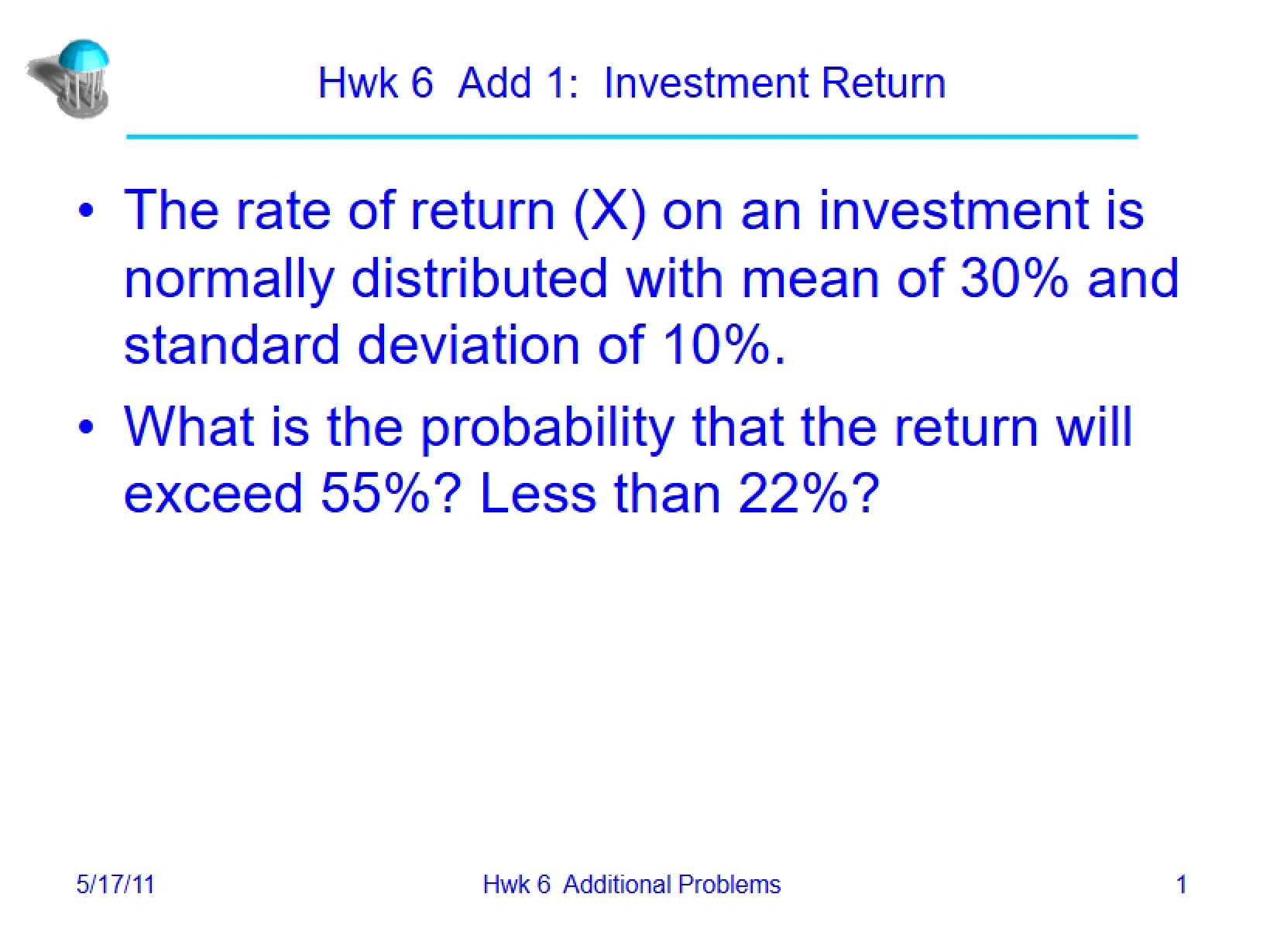 Sixth Homework Assignment