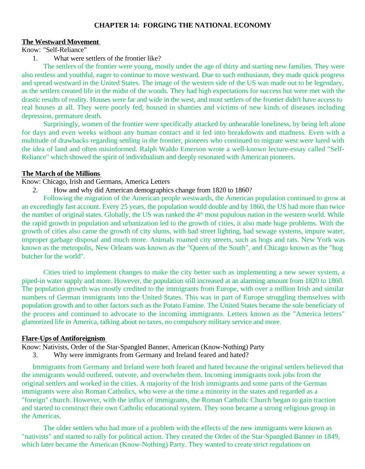 Settlers, Challenges, and Dreams - The Westward Movement