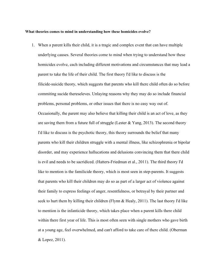 Theories and Motivations of Homicides