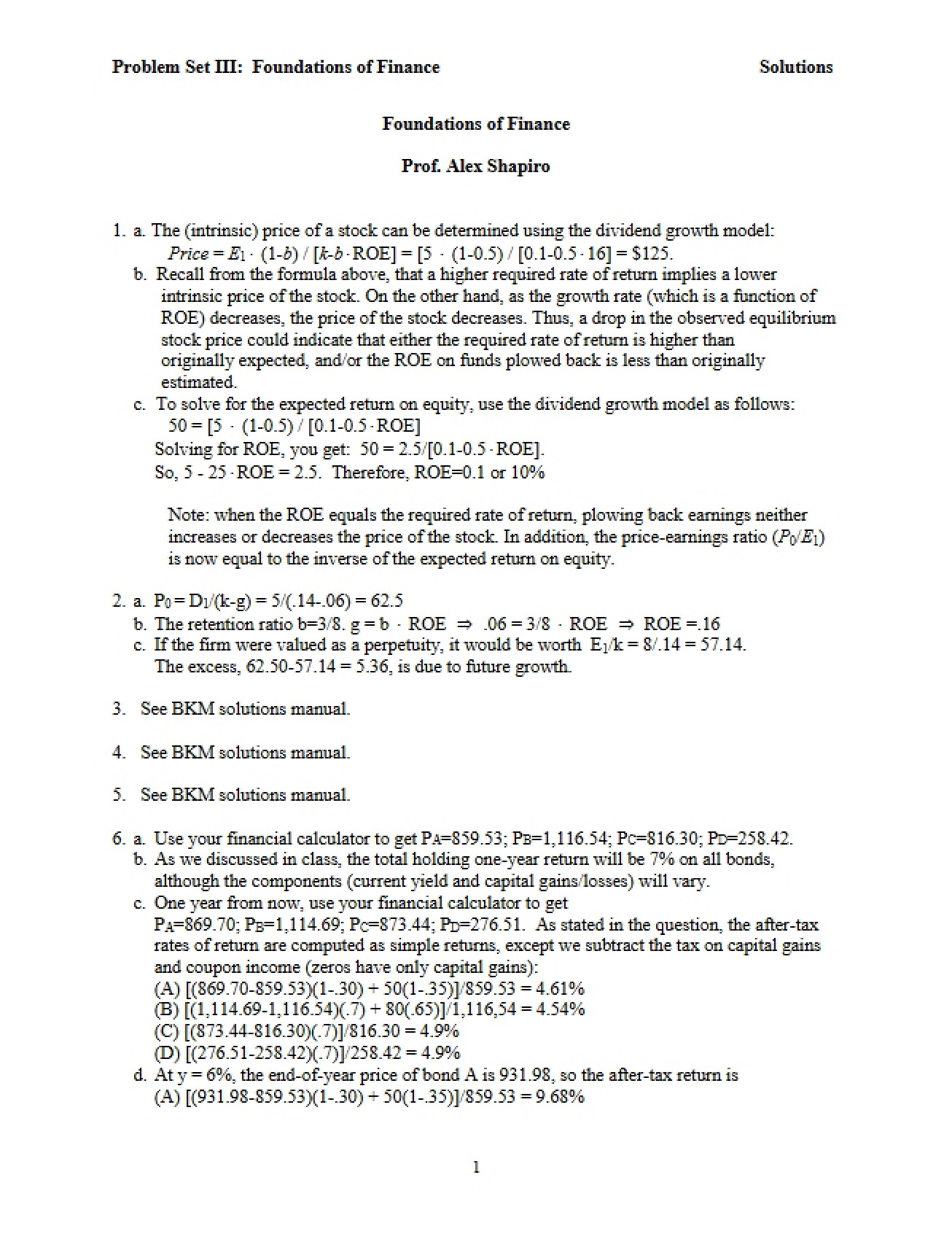Finance Problem Set