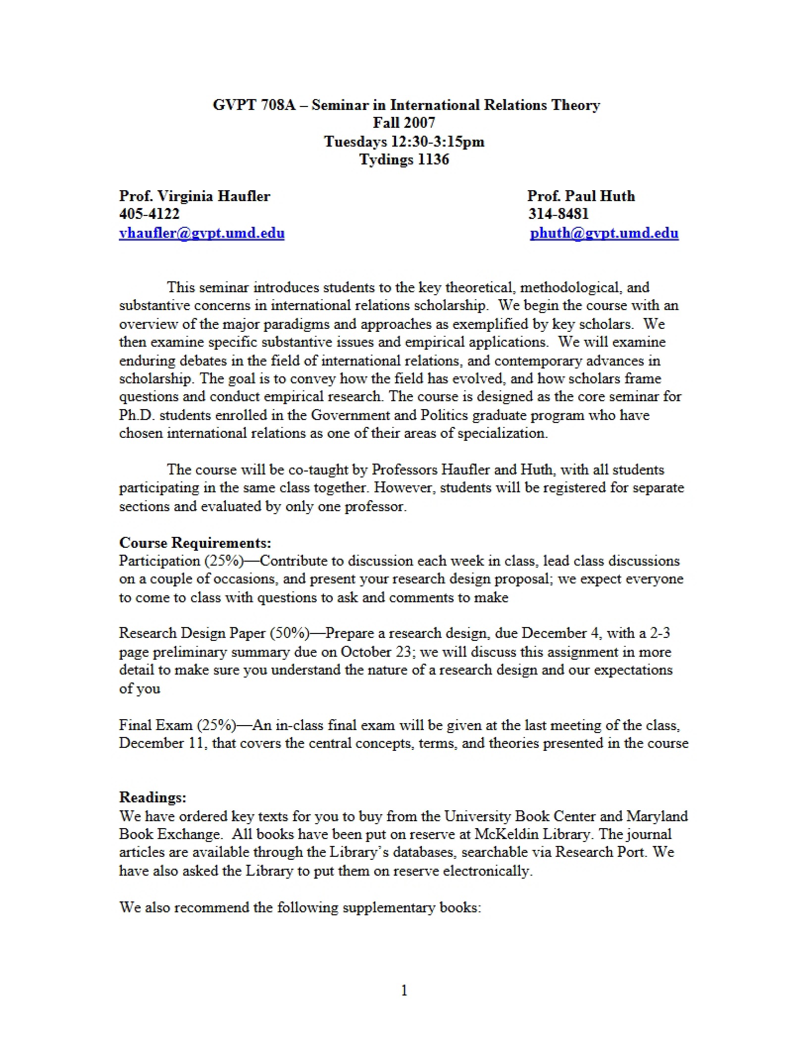 International Relations Theory Syllabus