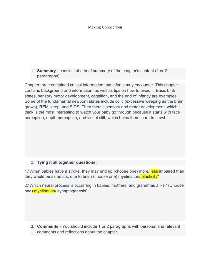 Notes on Infant Development