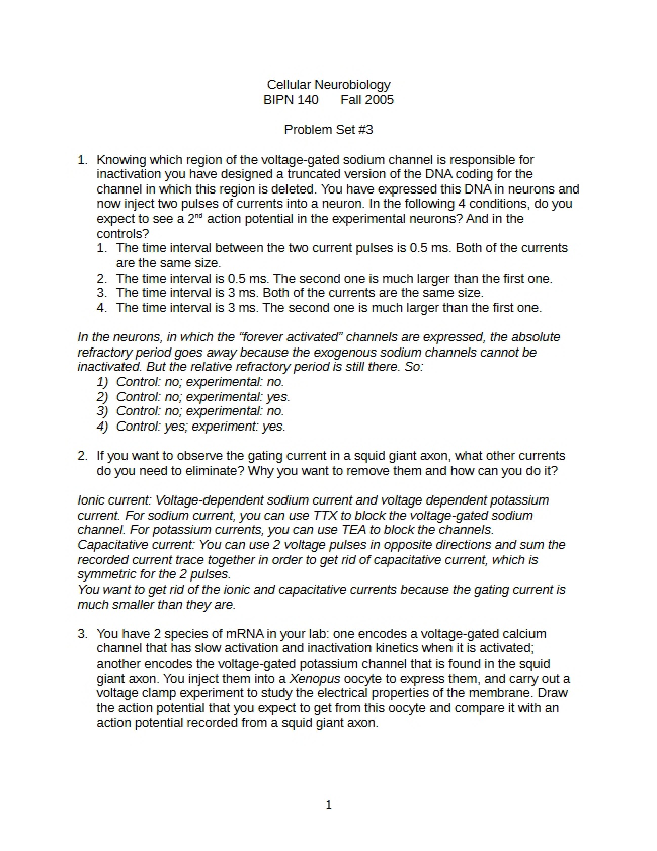 Cellular Neurobiology Assignment 3