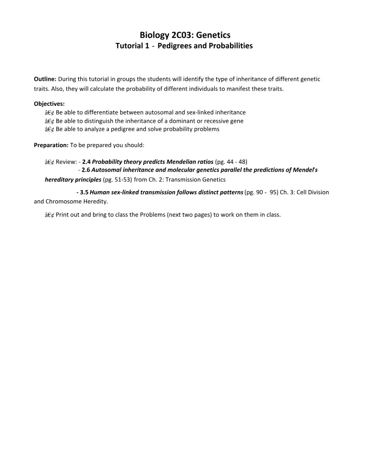 Pedigrees and Probabilities in Genetics