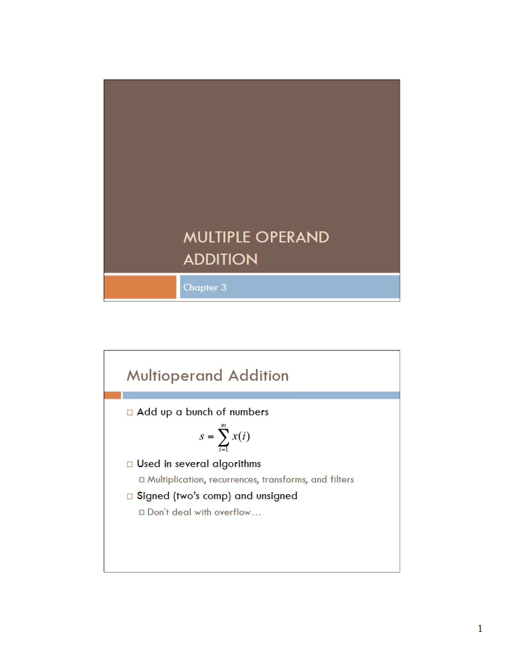 Addition of Multiple Operands