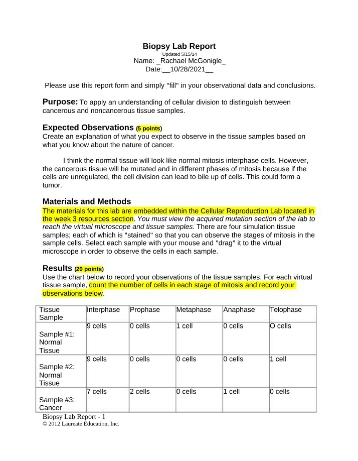Lab Report - Biopsy