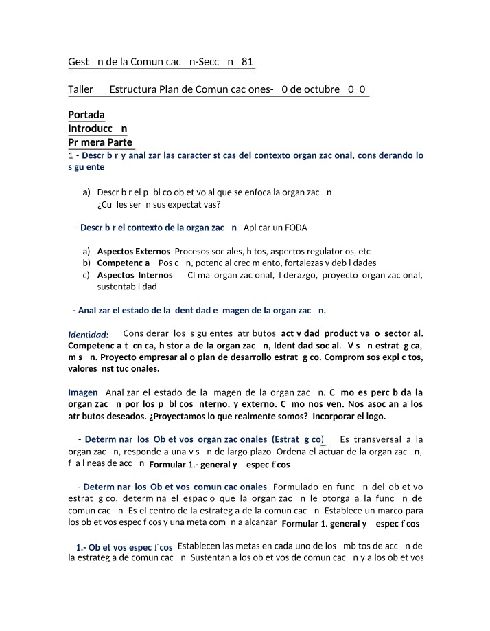 Taller 4 - Estructura del Plan de Comunicaciones