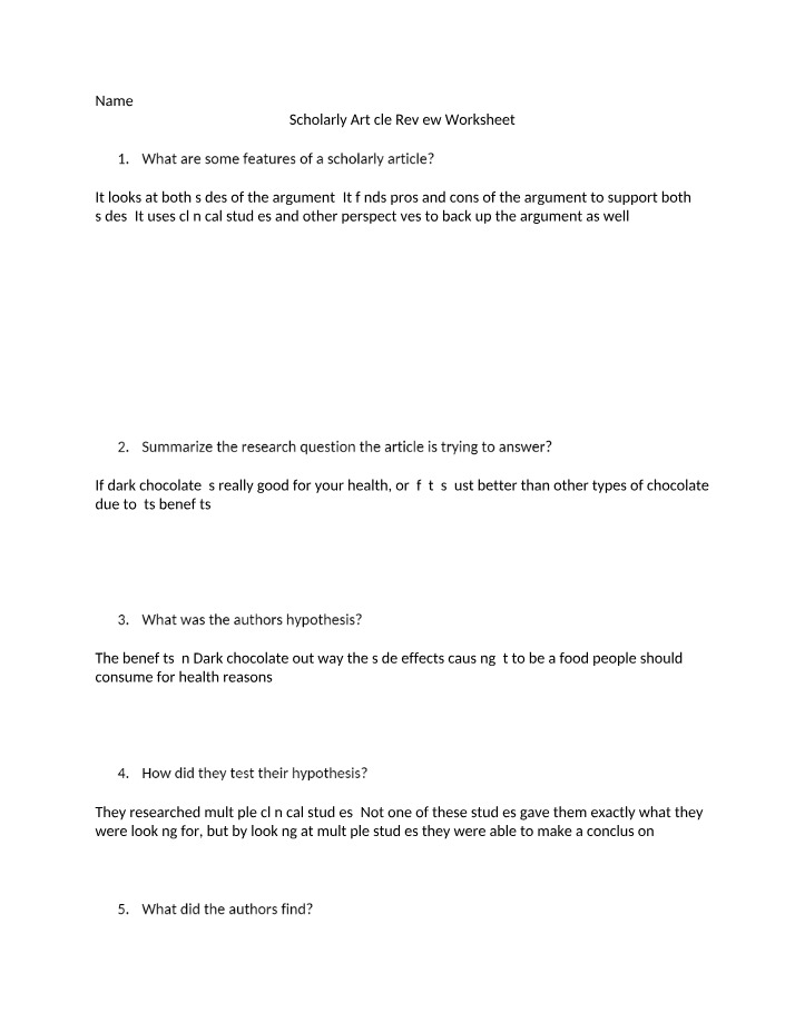 Worksheet for Scholarly Article Review