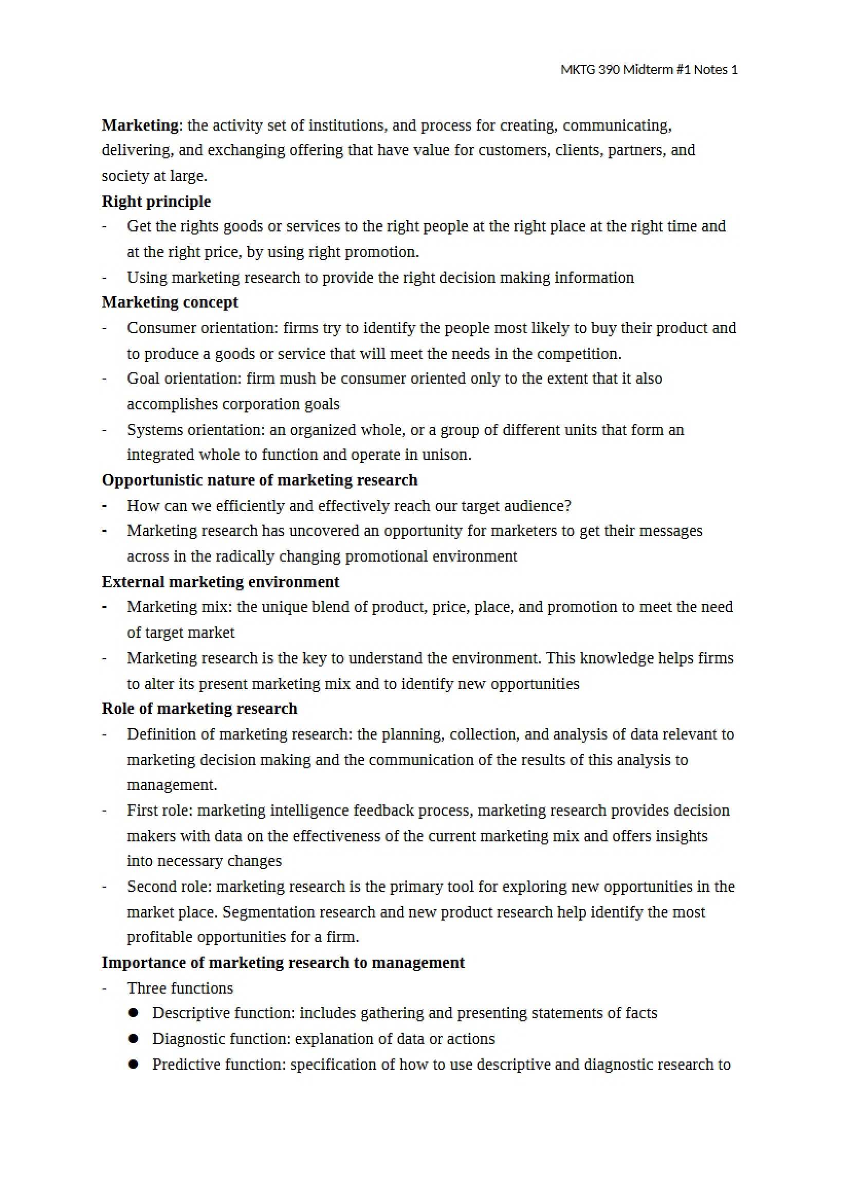 Marketing Research Midterm 1 Notes