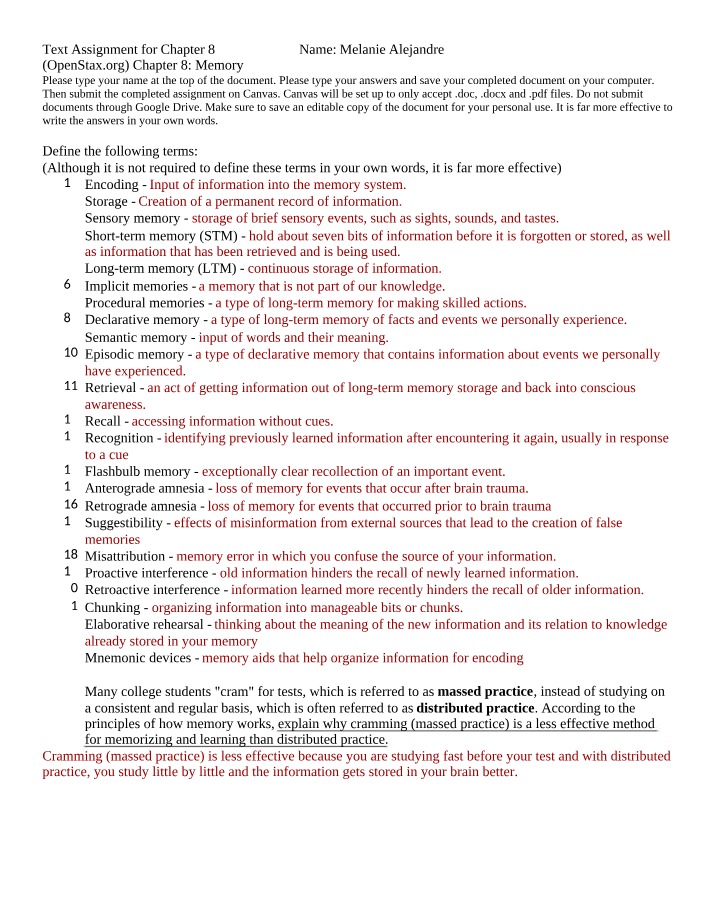 Encoding, Storage, Sensory Memory, and More - Definitions