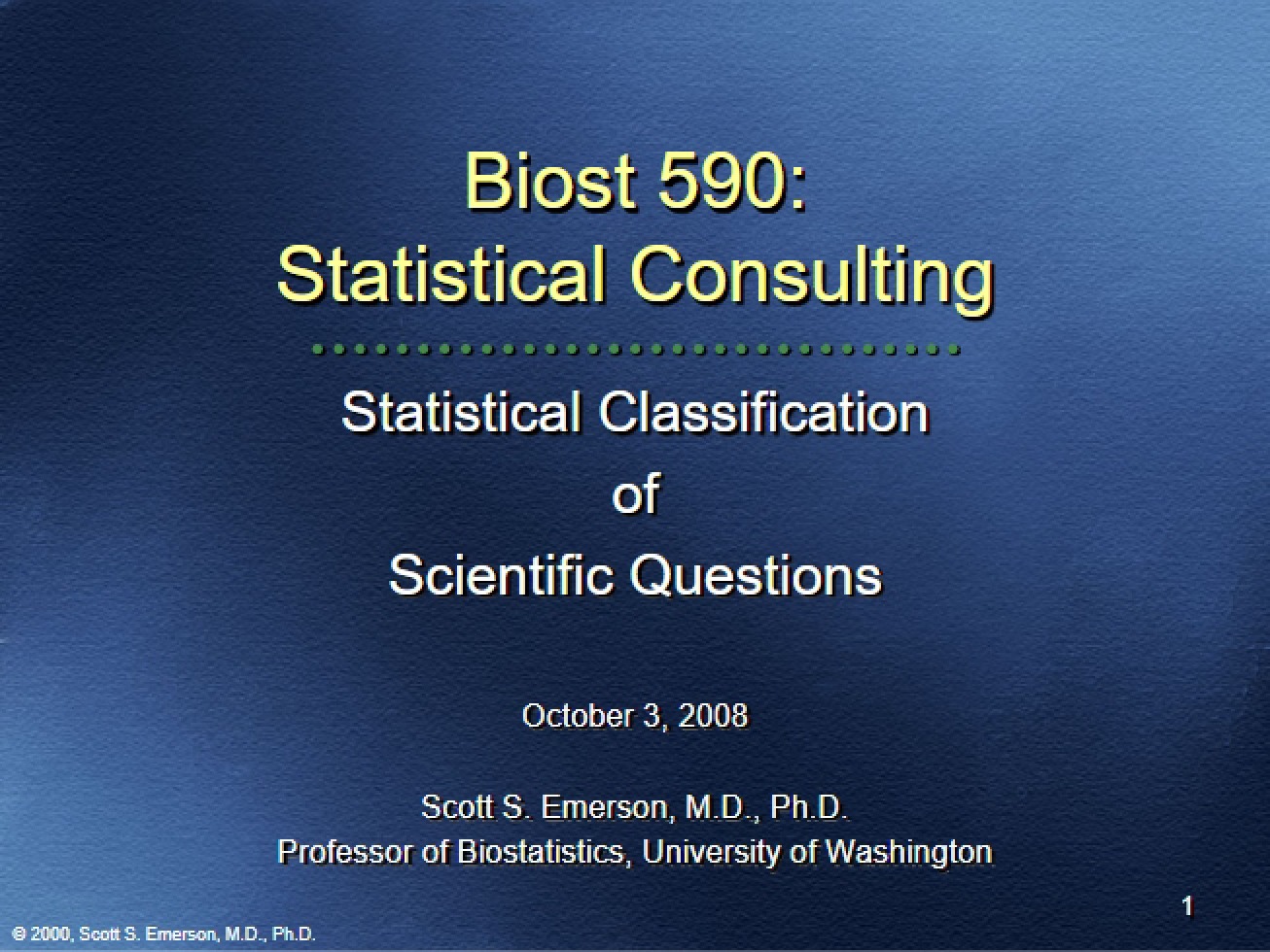 Questions in Science Statistical Classification