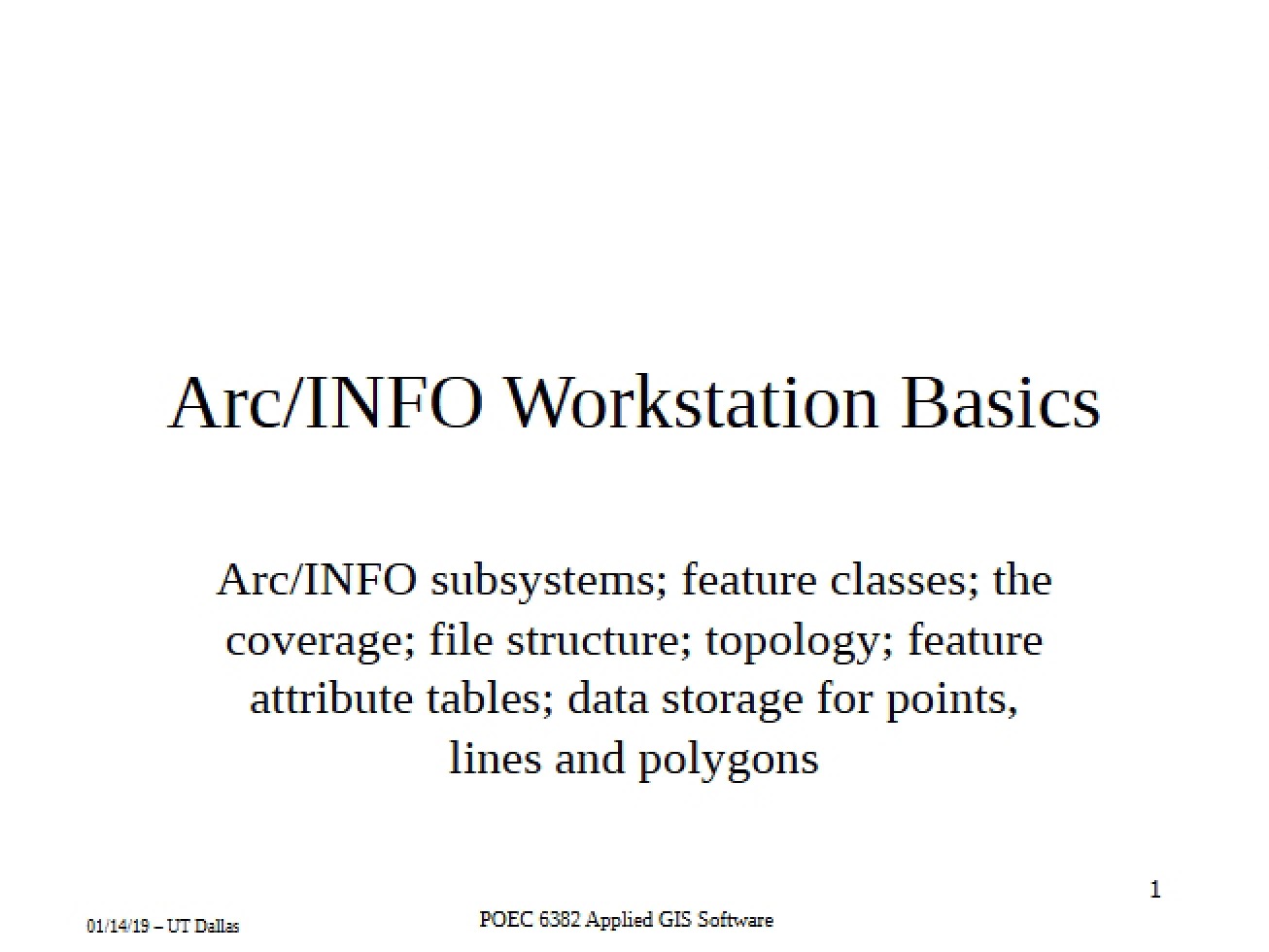 Basics of Arc-INFO Workstation