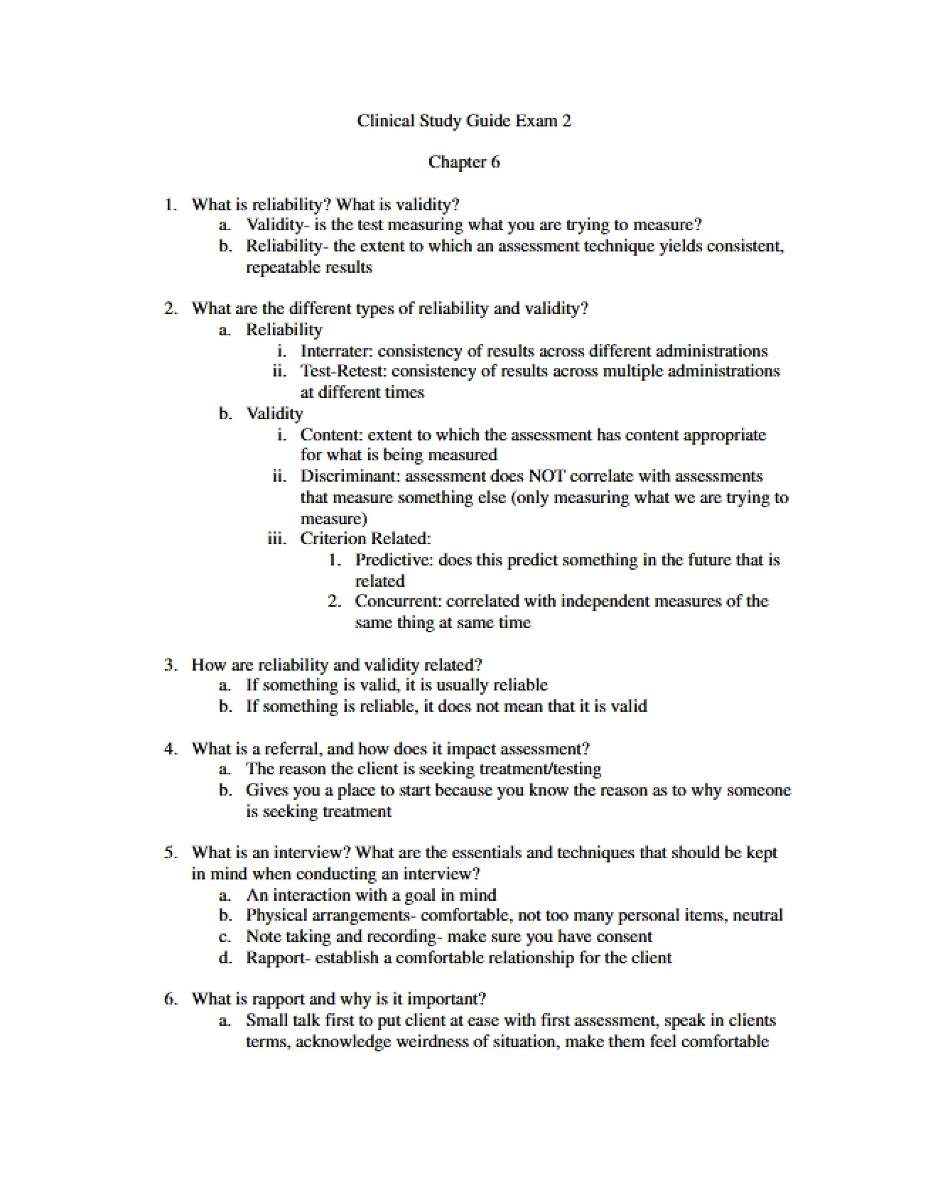 Study Guide for Clinical Psychology