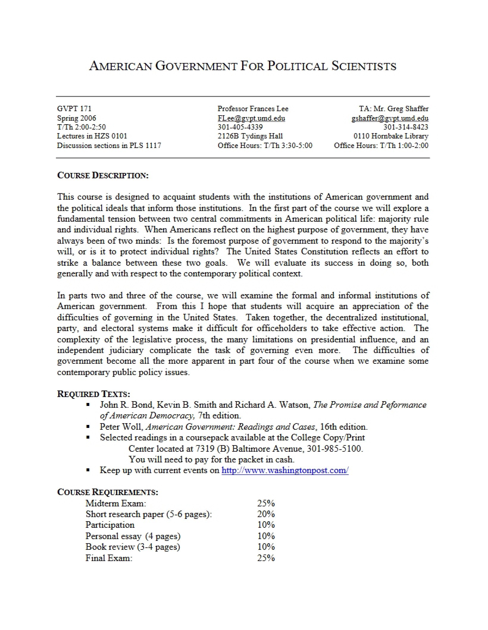Class Syllabus