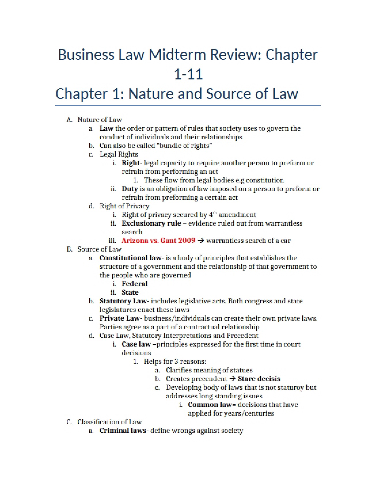 Chapter One Understanding the Nature and Source of Law