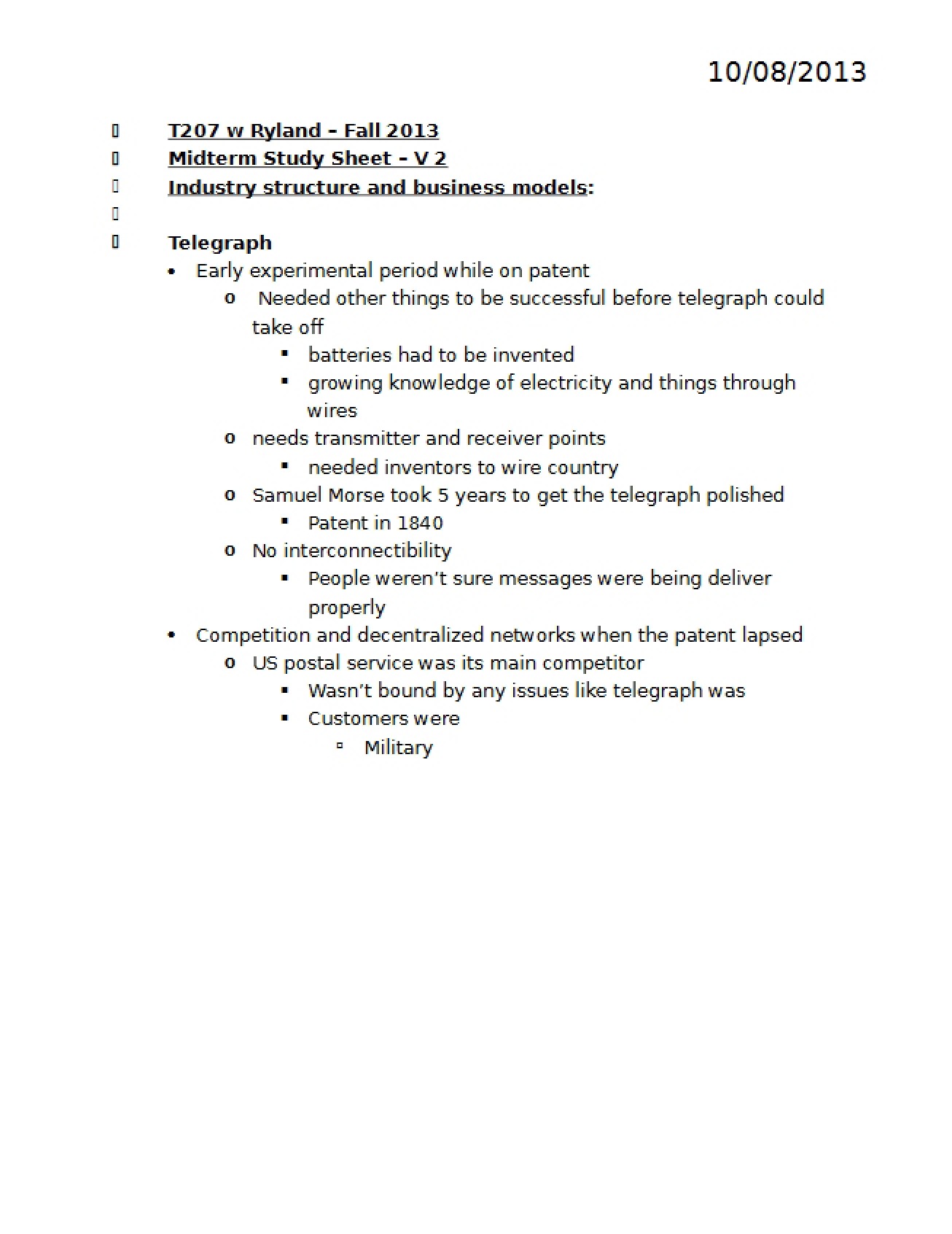 Study Guide for Telecommunications Management