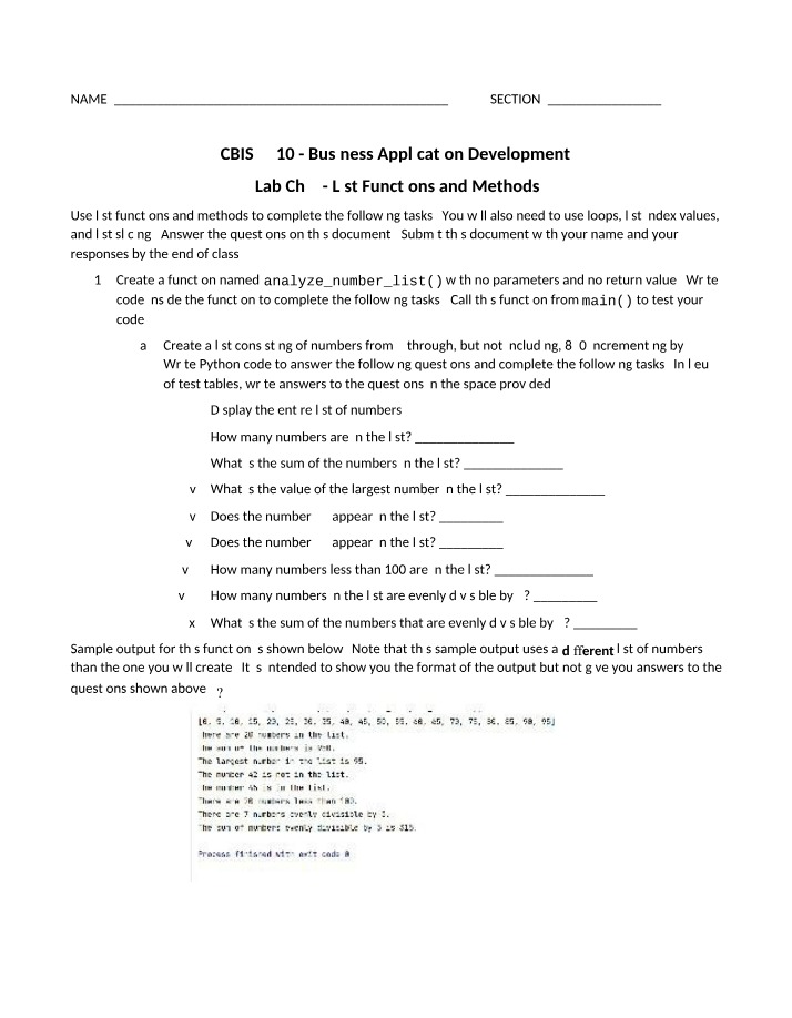 Lab - List Functions and Methods