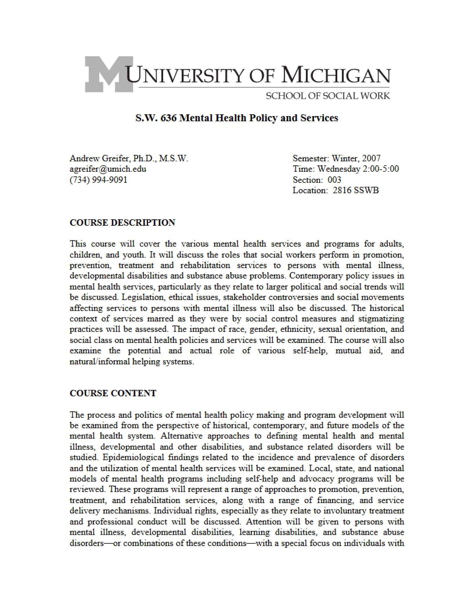 Course Syllabus