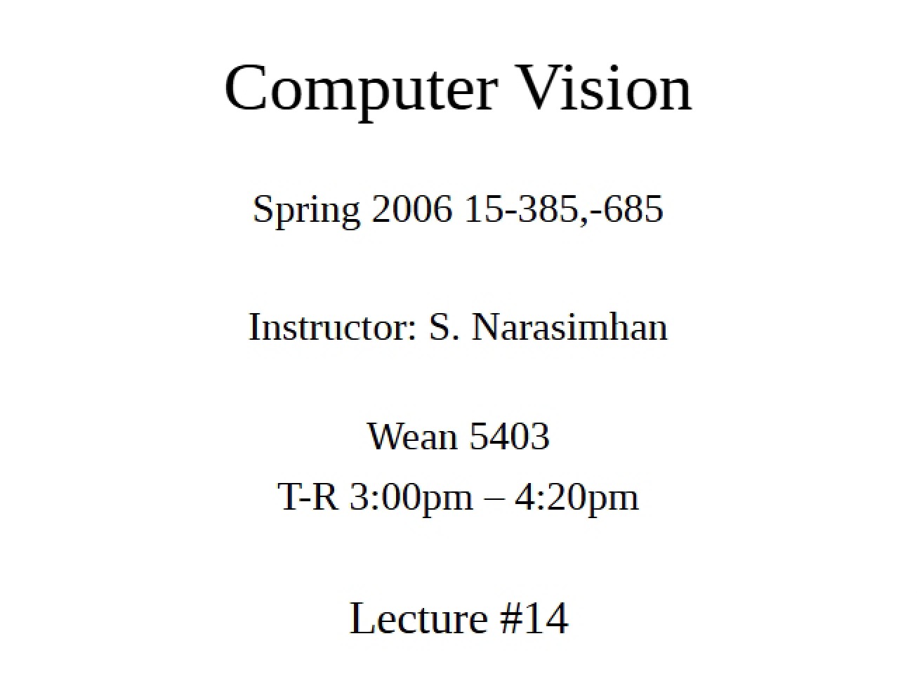 Computer Vision Class 01