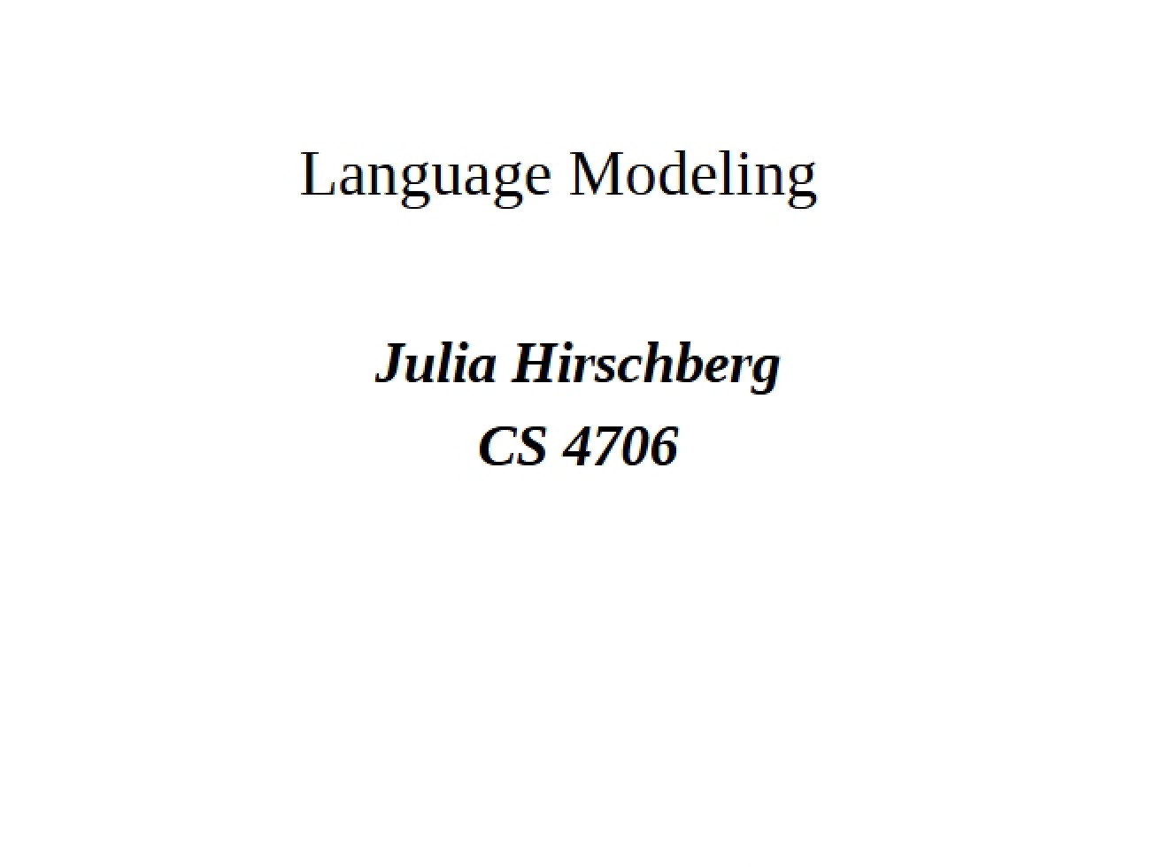 Language Modeling