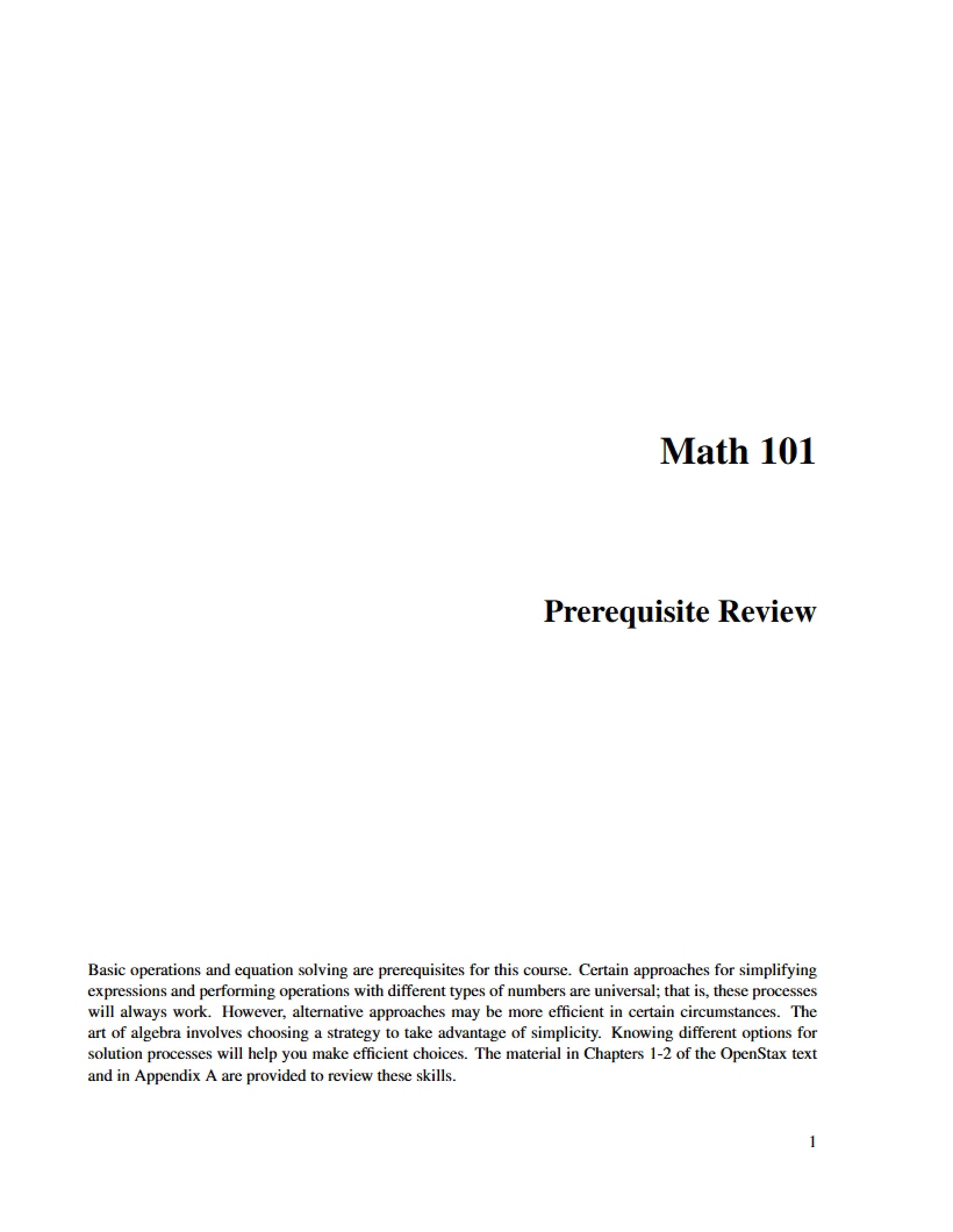 Third Prerequisite Review