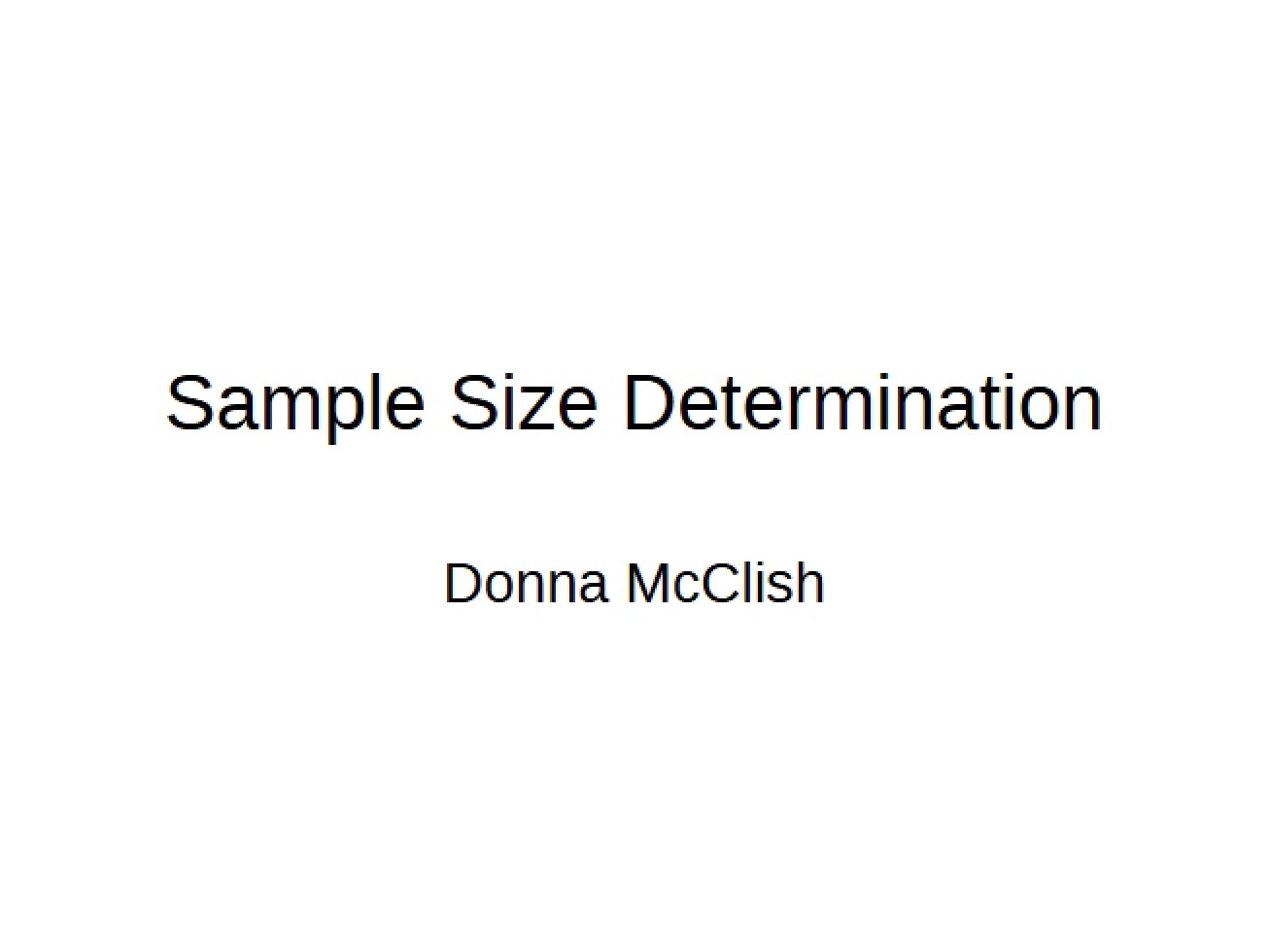 Determination of Sample Size