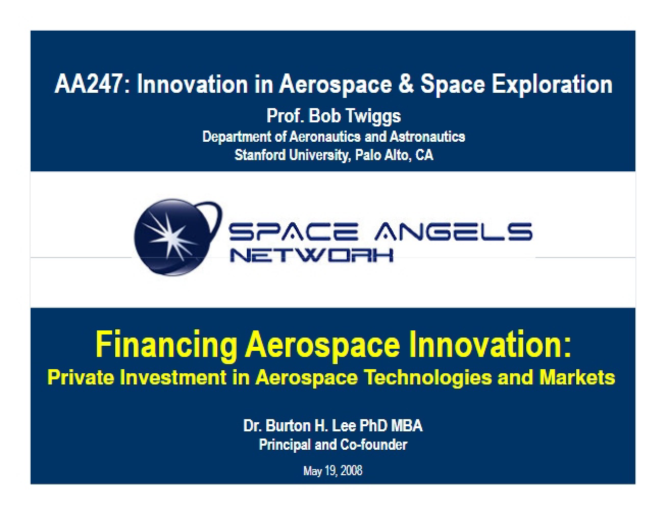 Introduction to Financing Aerospace Innovation