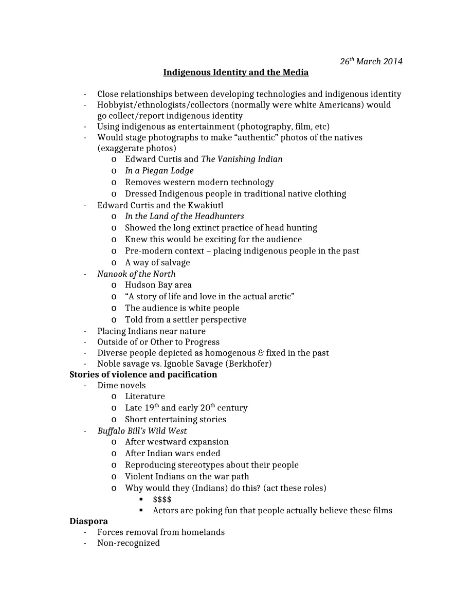 Notes on Indigenous Identity and the Media