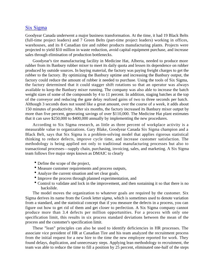 Globalization and Six Sigma