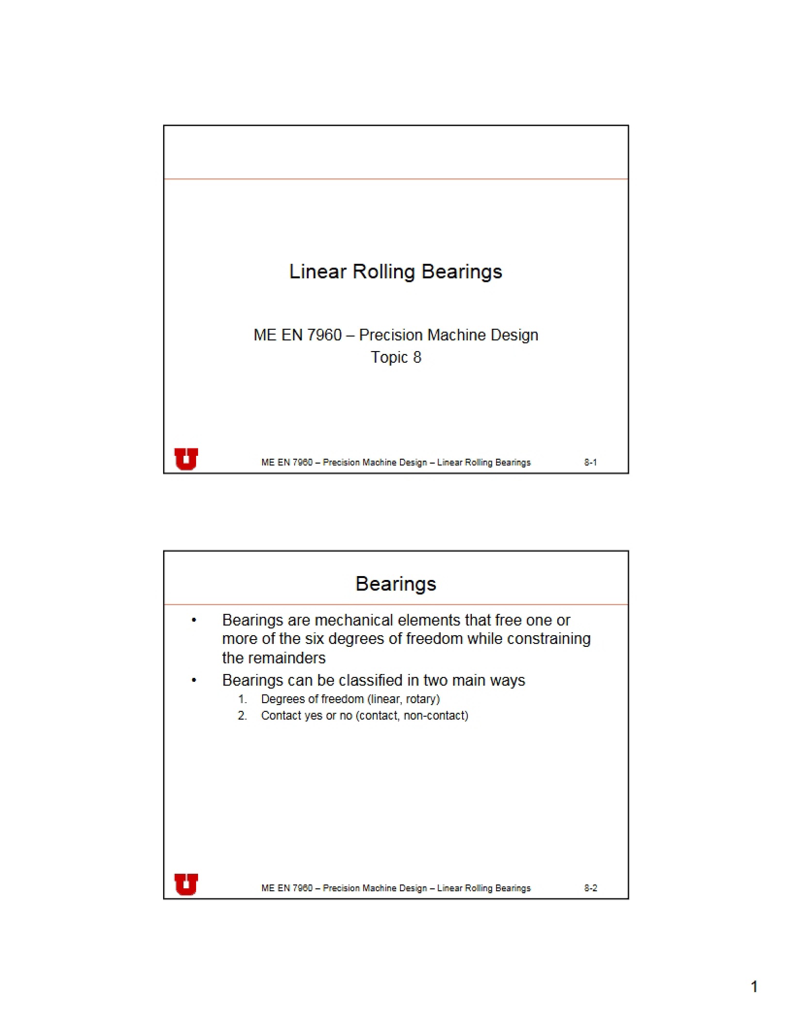 Rolling Bearings (Linear)