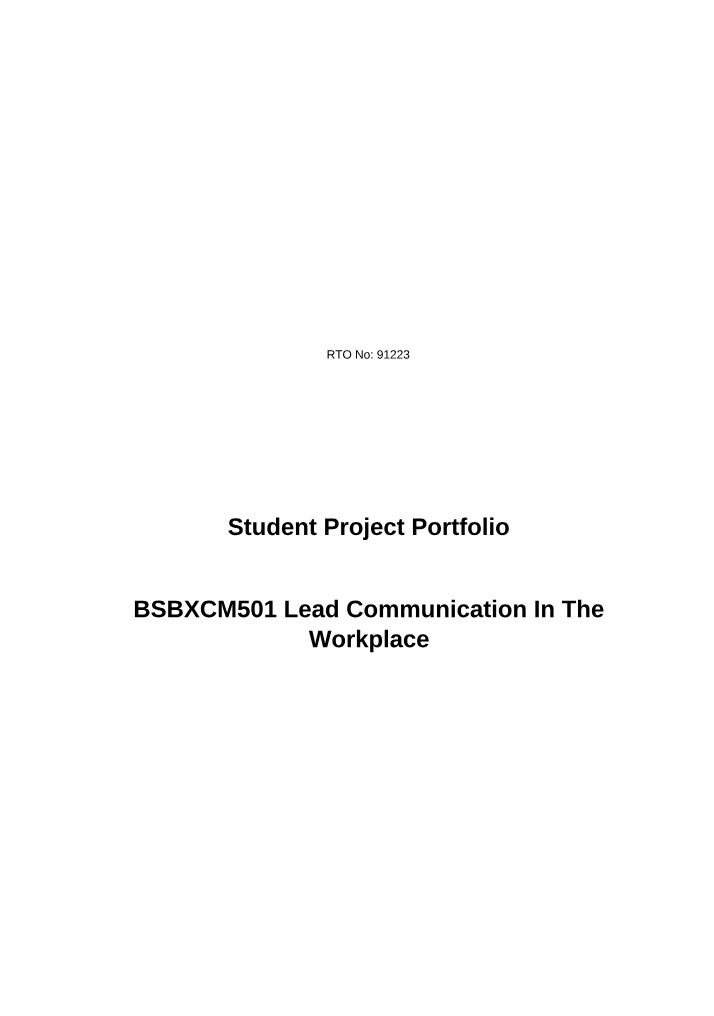 Project Portfolio - BSBXCM501