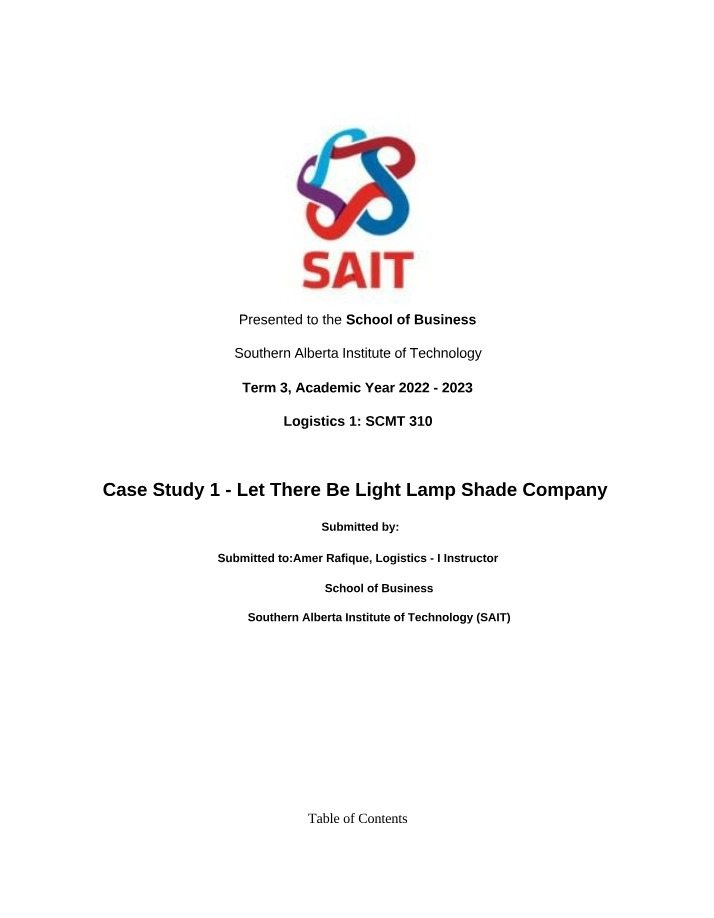Logistics Optimization for Let There Be Light Lamp Shade Company